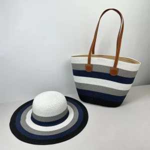 Woven Beach Bag Hat Set Combination Handmade Fashionable Straw Shoulder Bag