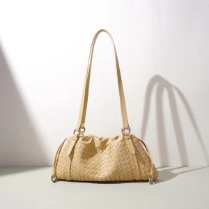 Woven Genuine Leather Fashion Classic Pleated Single-Shoulder Bag Niche Design High-end Handbag Cloud Bag Dumpling