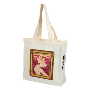 Xuanang Custom Logo Canvas Cotton Shoulder Bags Zipper Letter Tote Bags for Womens Ladies Shopping Bags for Outdoor