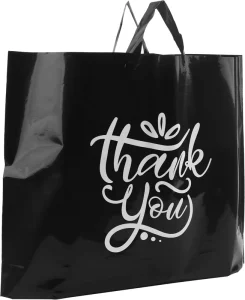 YC Customize Black Plastic Shopping Bags Reusable Tote Bags with Handle for Retail Groceries Takeout