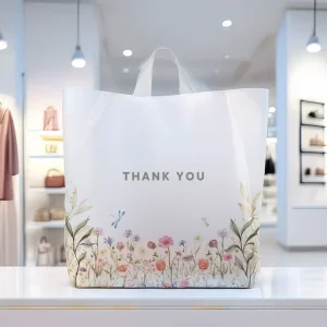YC Customize Plastic Shopping Bags Clear Forest Floral Design Reusable Tote Bags for Supermarket Shopping