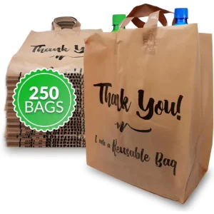 YC Customize Reusable Plastic Bags Brown Kraft Shopping Bags for Groceries Retail Food Takeout Small Business