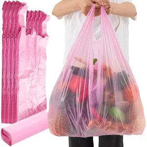 YC Pink Vest Bag Convenience Thank You Carry Bag Printed HDPE Retail Reusable Grocery Plastic T shirt Bag for Supermarket