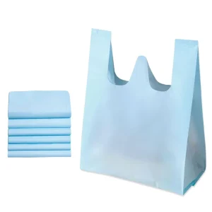 YC Price Blue Vest Bag Print Thank You Logo Plastic Shopping Grocery Heavy Duty T Shirt Bags with Handles