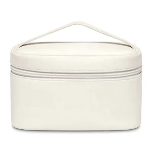 YDINI New White Leather Ladies Makeup Travel Organizer Bag Personalized Makeup Pouch Cute Case