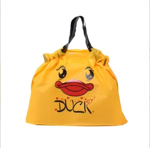 Yellow Duck Personalized HDPE LDPE Custom Plastic Drawstring Bag with Durable Handle Colorful Packaging for Gift Shopping Bags