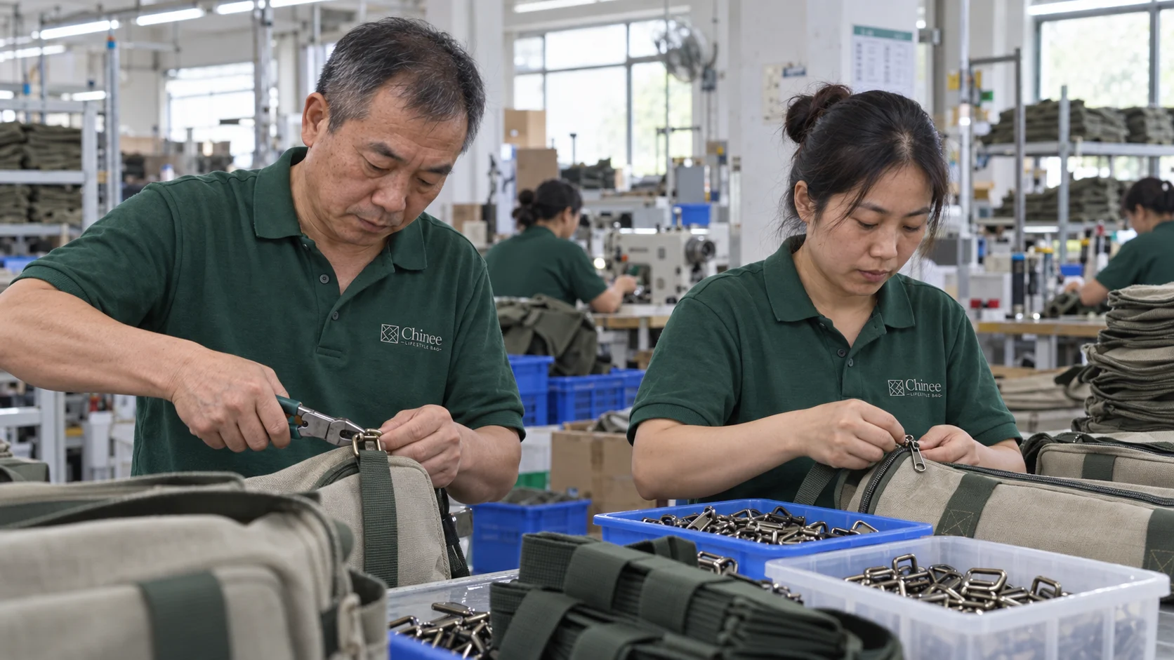 Hardware Assembly — Chinee Lifestyle Bag manufacturing scene