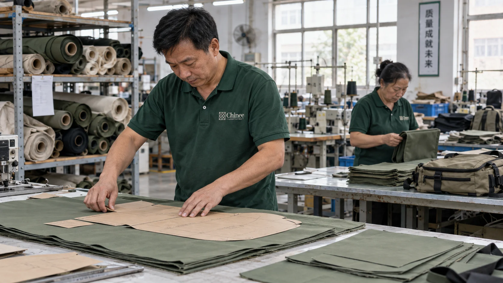 Material Cutting — Chinee Lifestyle Bag manufacturing scene