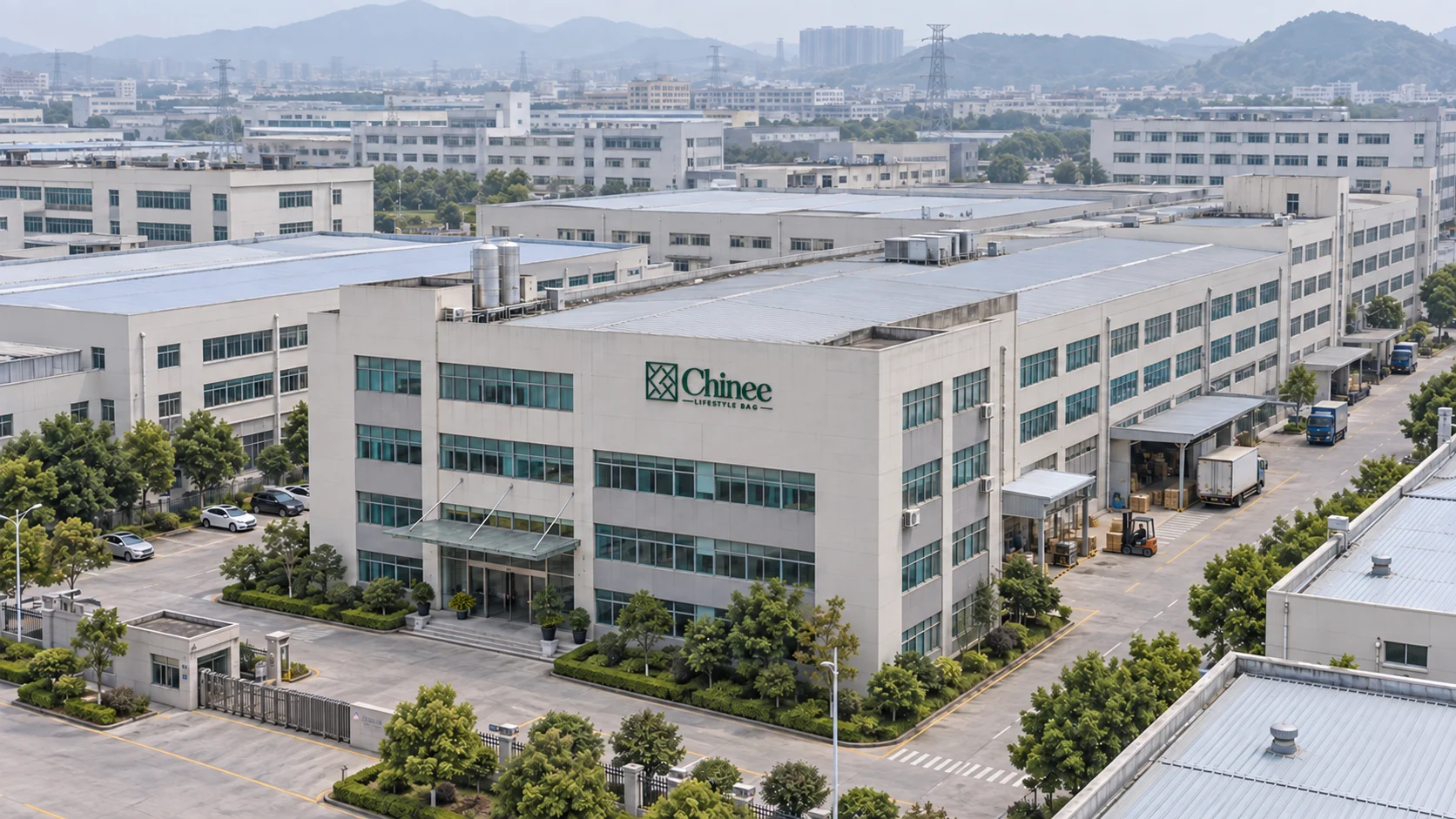 Factory Exterior — Chinee Lifestyle Bag manufacturing scene