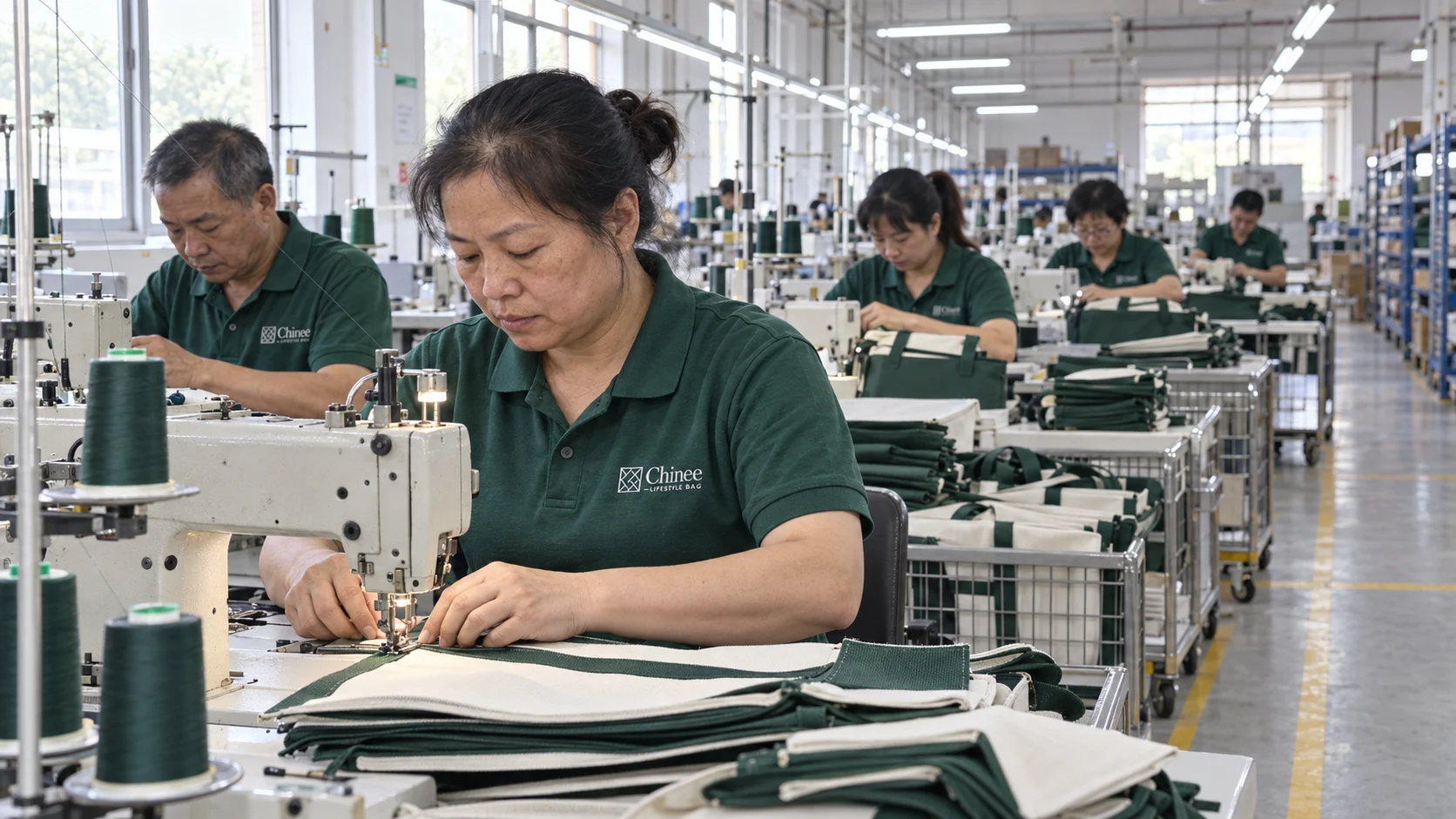 Production Line — Chinee Lifestyle Bag manufacturing scene